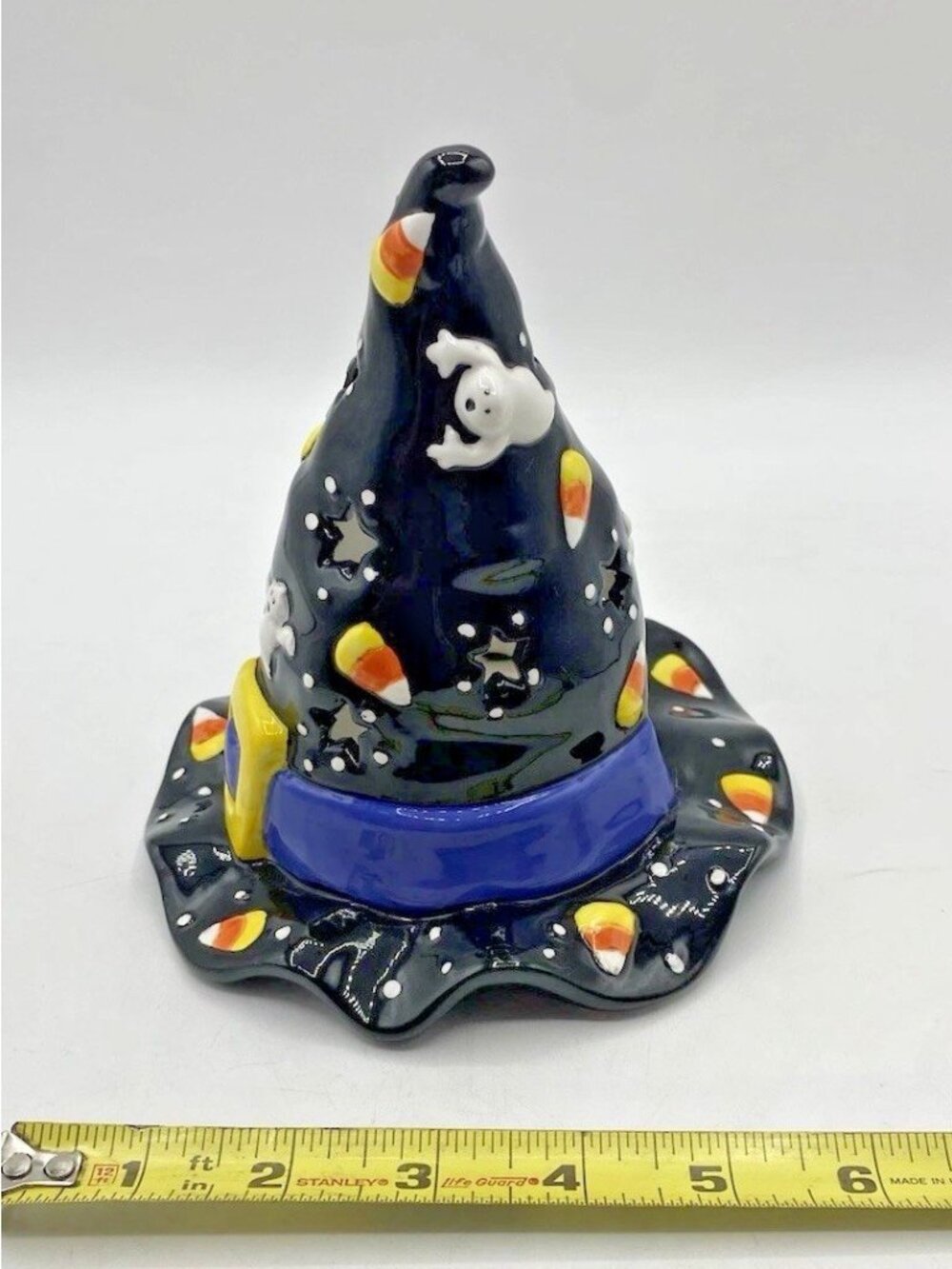 Bella Casa By Ganz Halloween Witch Hat Tealight Candle Holder Candy Corn Ghosts - Picture 15 of 16